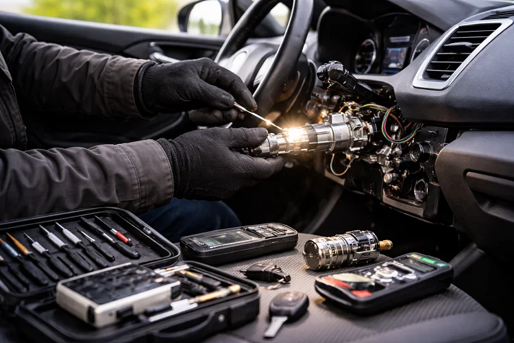 Direksiyon kolon kilidi ESL modülü mikro motoru ve kontak barel pim revizyon tezgahı